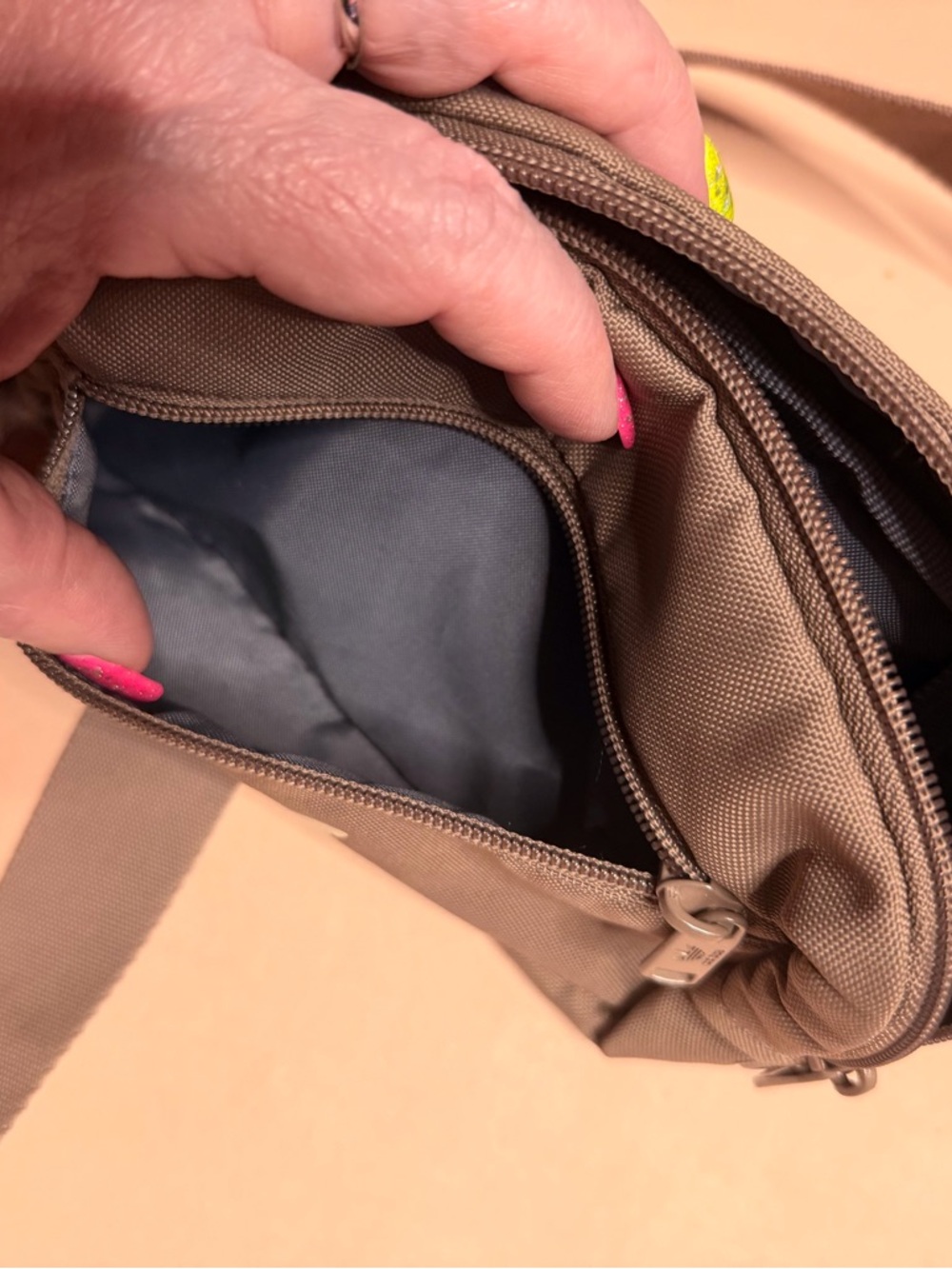 Adidas Brown Crossbody Bag Anti-Theft Money Pocket - Picture 12 of 14